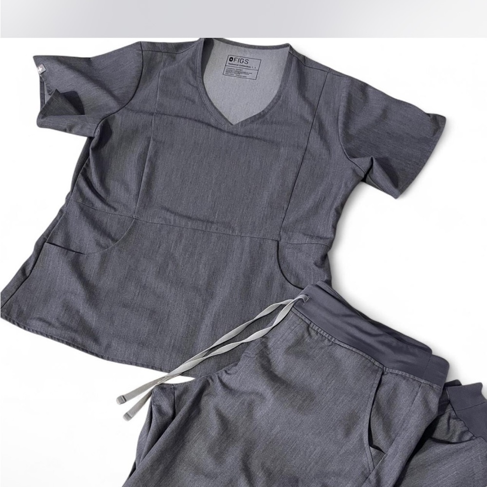 Gray Scrub Top and Pants Set